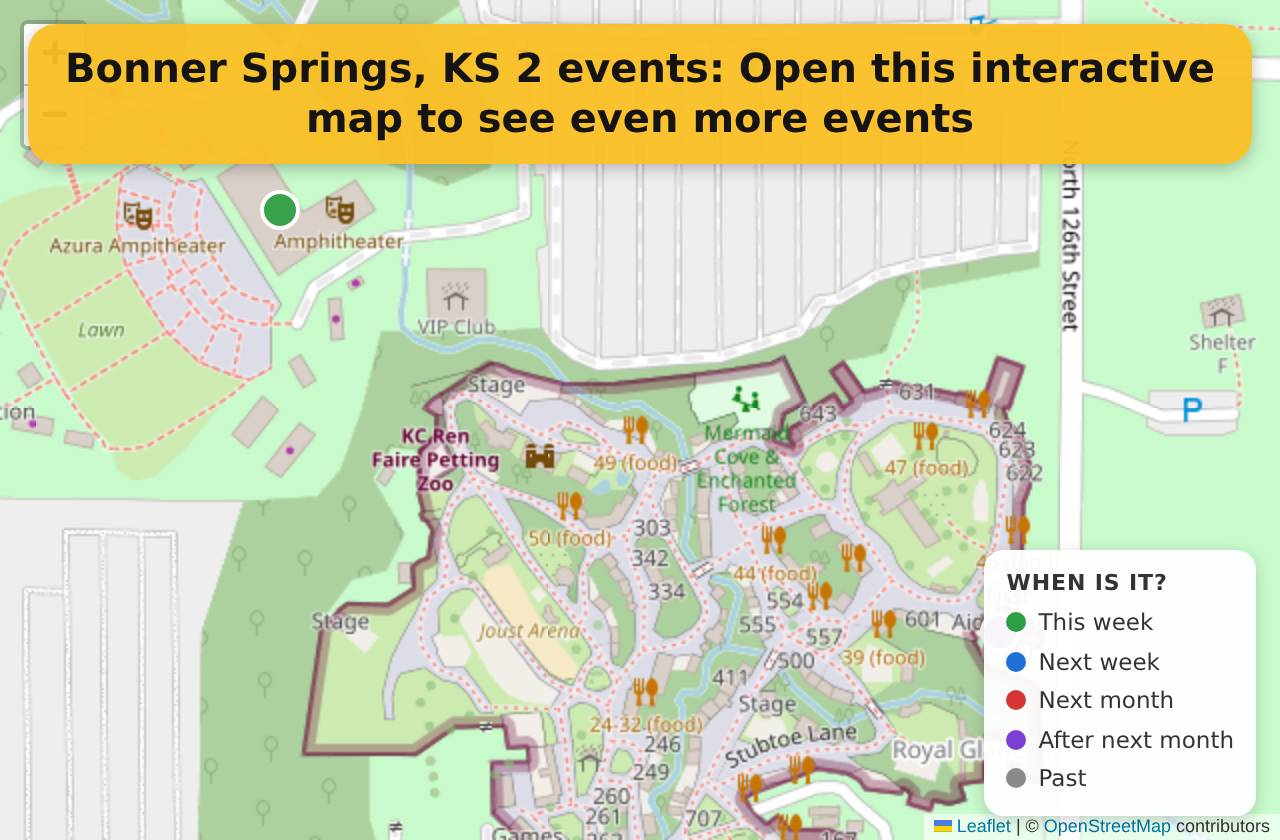 Map of events in Bonner Springs, KS on the interactive EVENTULIST map