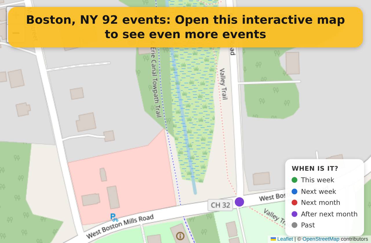 Map of events in Boston, NY on the interactive EVENTULIST map