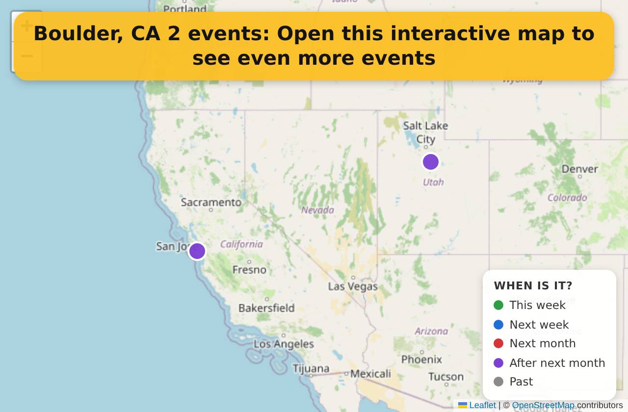 Map of events in Boulder, CA on the interactive EVENTULIST map