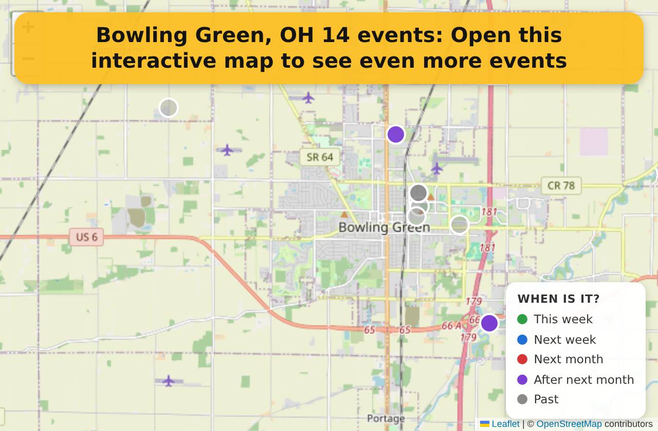 Map of events in Bowling Green, OH on the interactive EVENTULIST map