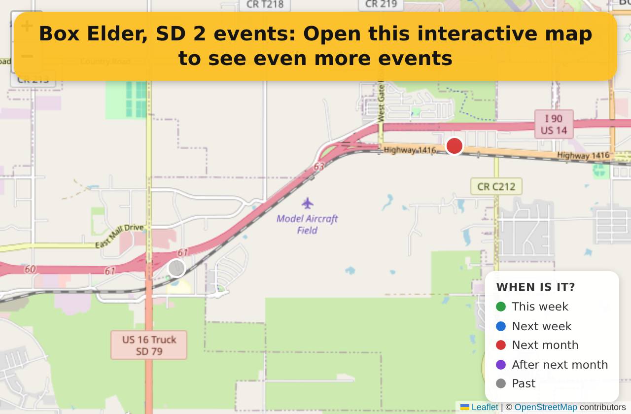 Map of events in Box Elder, SD on the interactive EVENTULIST map