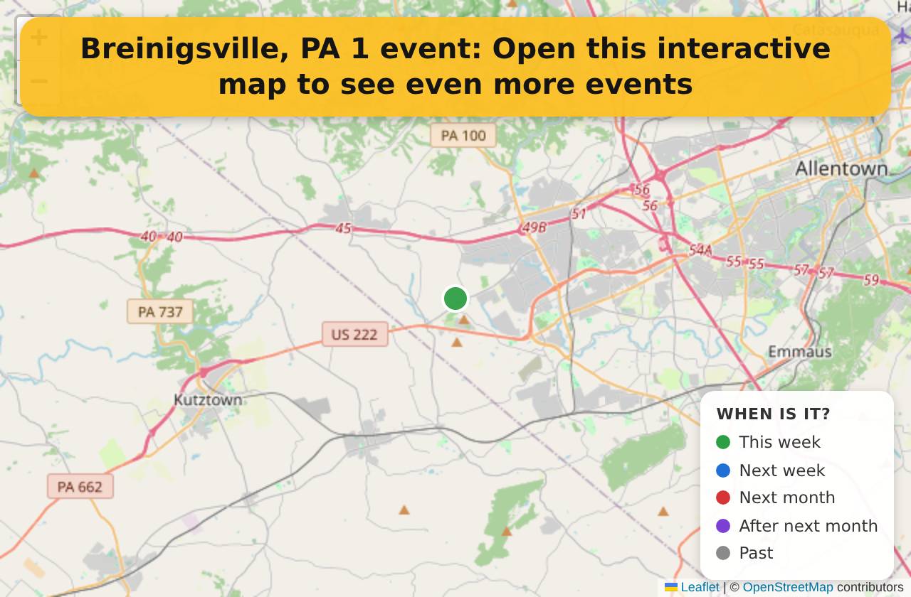 Map of events in Breinigsville, PA on the interactive EVENTULIST map