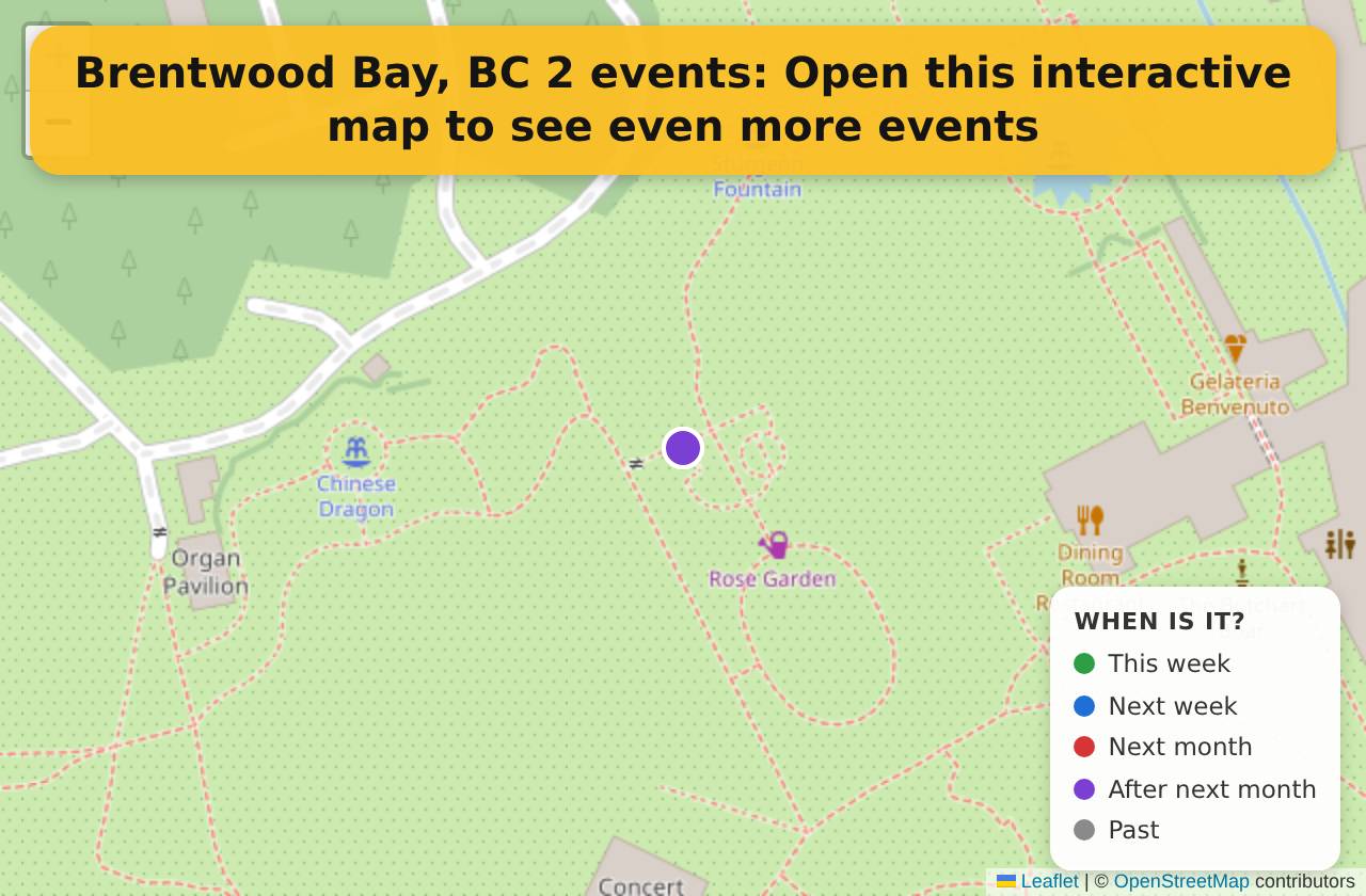 Map of events in Brentwood Bay, BC on the interactive EVENTULIST map