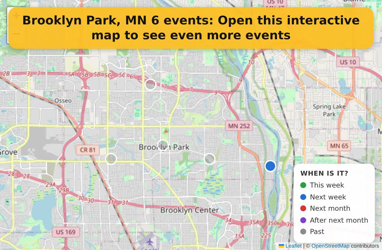 Map of events in Brooklyn Park, MN on the interactive EVENTULIST map