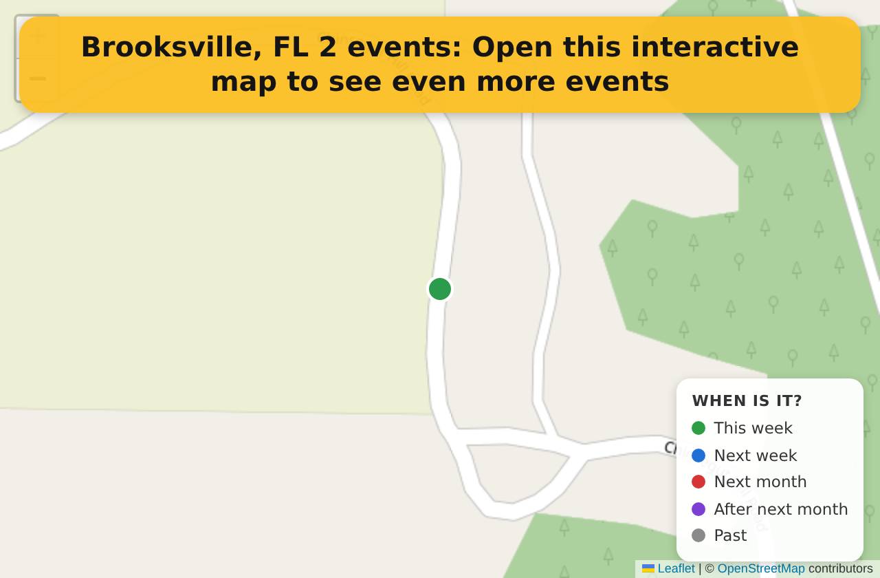 Map of events in Brooksville, FL on the interactive EVENTULIST map