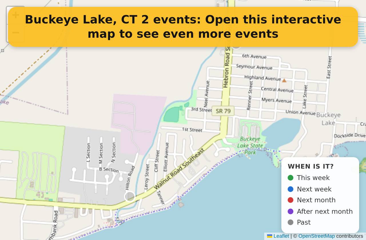 Map of events in Buckeye Lake, CT on the interactive EVENTULIST map