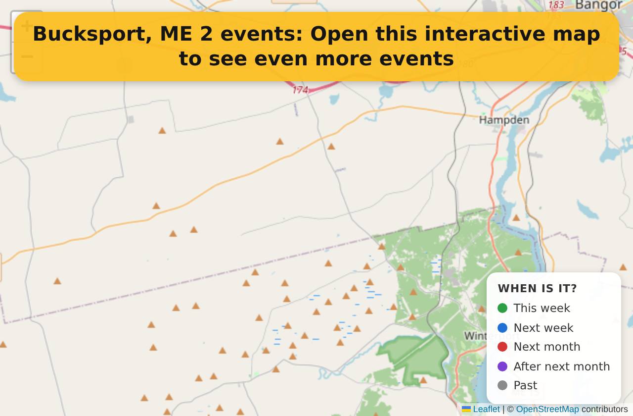 Map of events in Bucksport, ME on the interactive EVENTULIST map