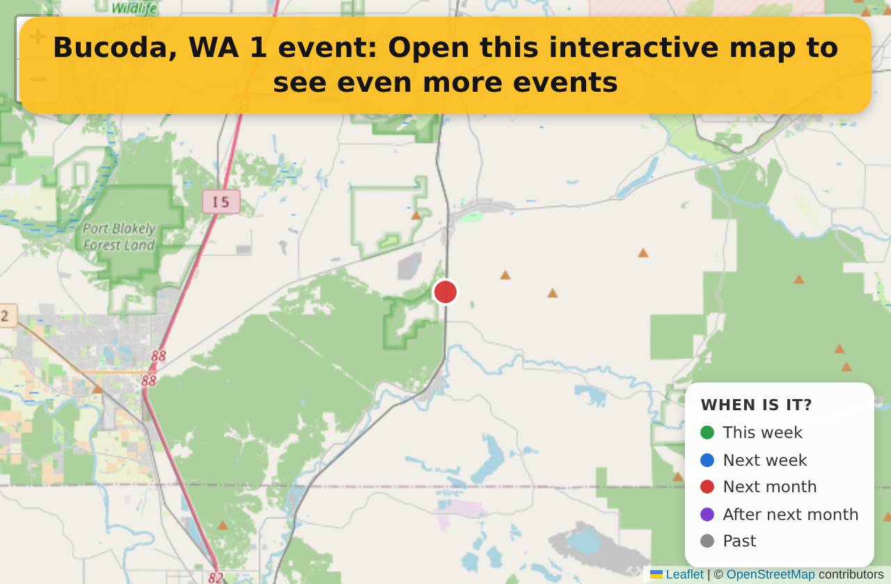 Map of events in Bucoda, WA on the interactive EVENTULIST map