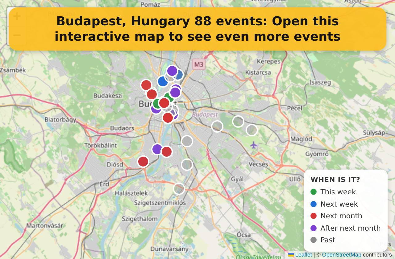 Map of events in Budapest, Hungary on the interactive EVENTULIST map