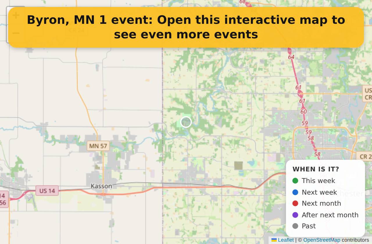 Map of events in Byron, MN on the interactive EVENTULIST map