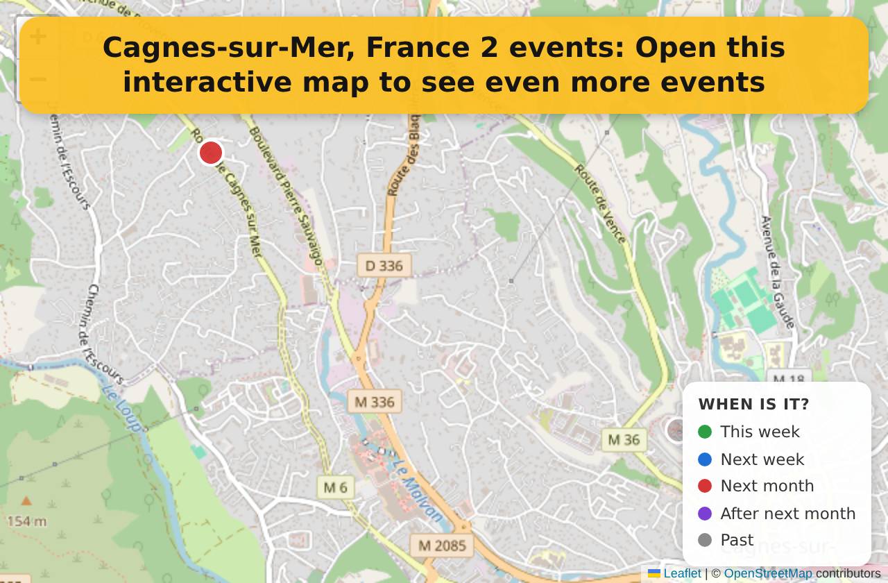 Map of events in Cagnes-sur-Mer, France on the interactive EVENTULIST map