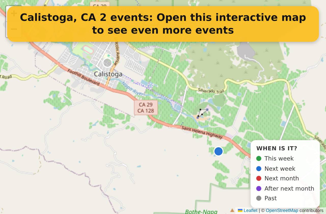 Map of events in Calistoga, CA on the interactive EVENTULIST map