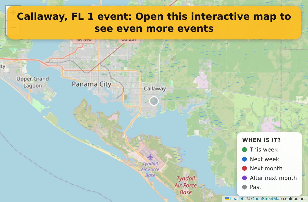 Map of events in Callaway, FL on the interactive EVENTULIST map