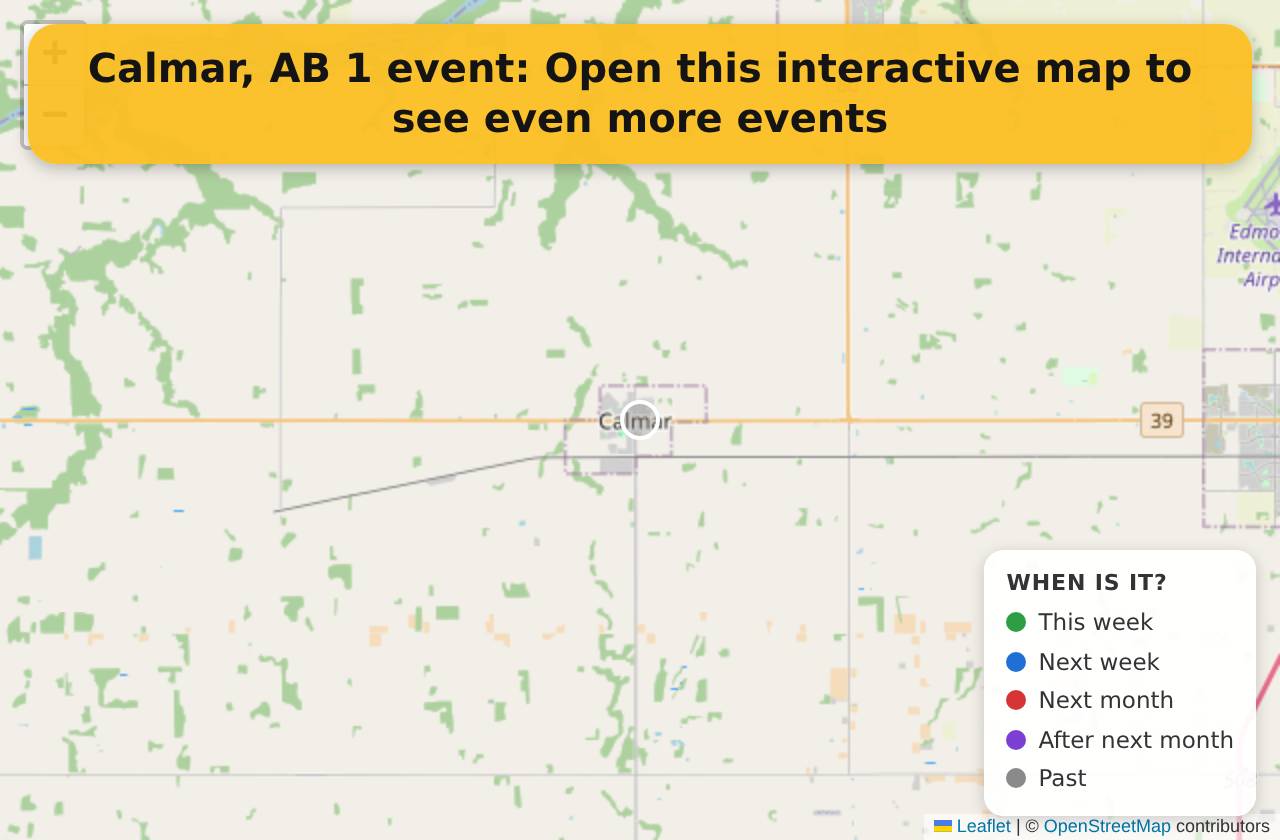 Map of events in Calmar, AB on the interactive EVENTULIST map
