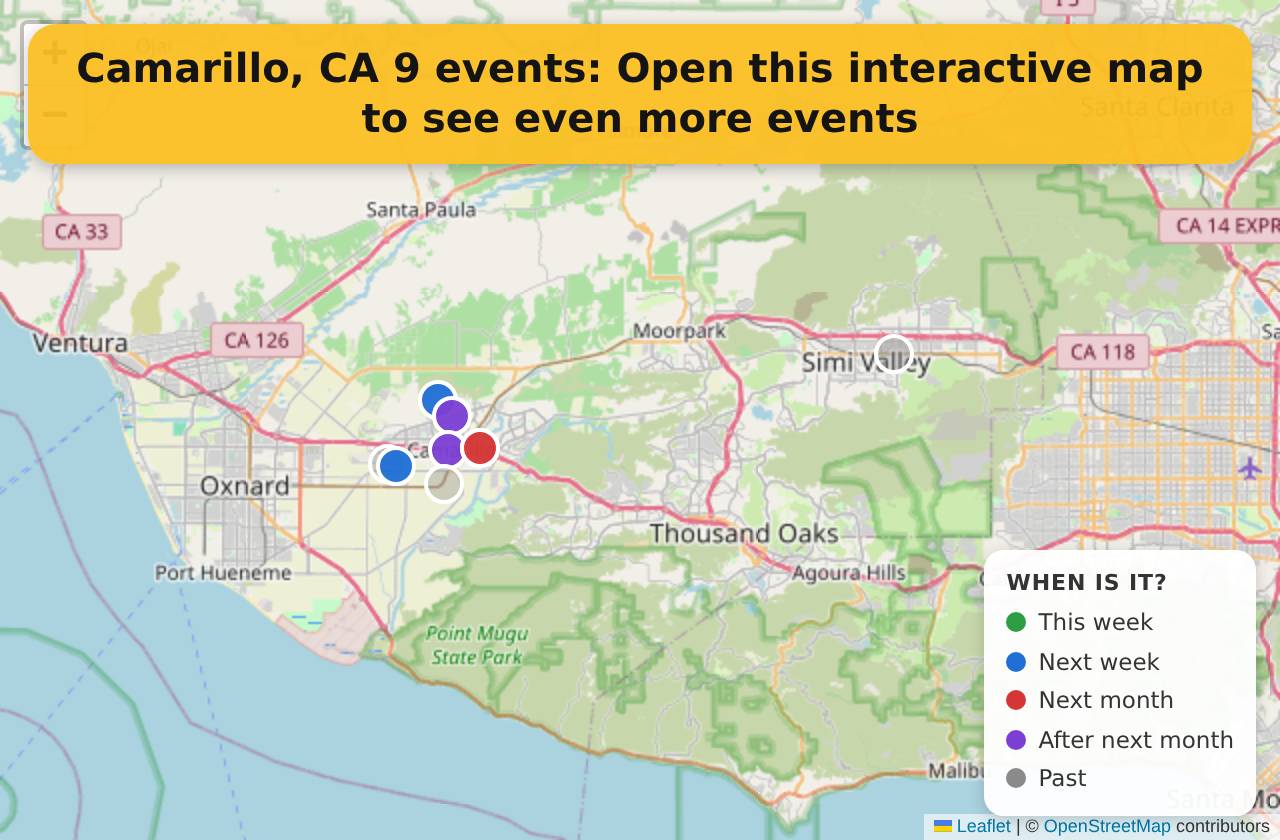 Map of events in Camarillo, CA on the interactive EVENTULIST map