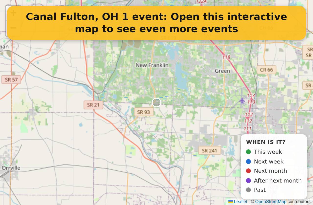 Map of events in Canal Fulton, OH on the interactive EVENTULIST map