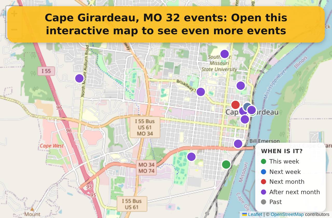 Map of events in Cape Girardeau, MO on the interactive EVENTULIST map