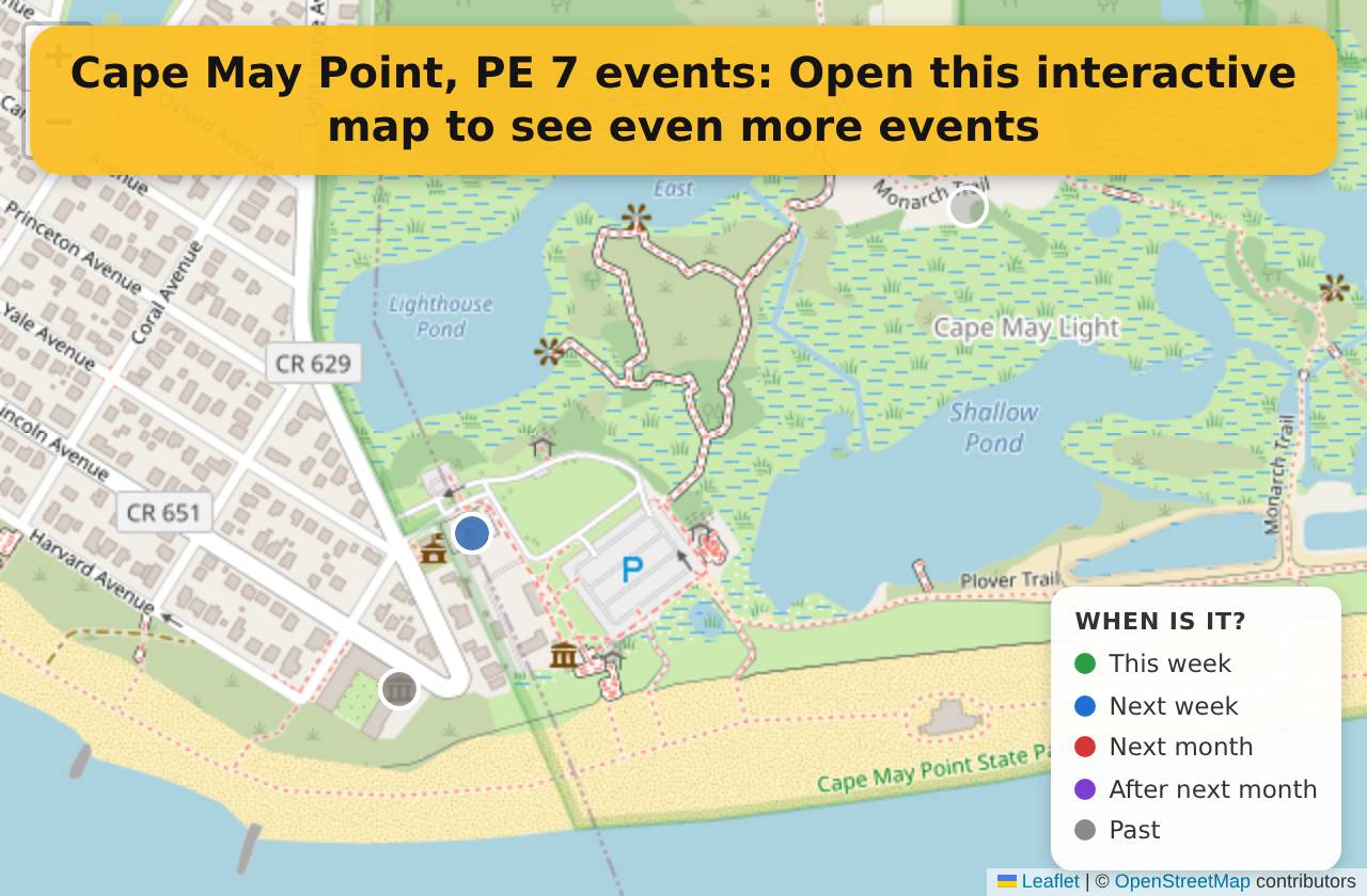 Map of events in Cape May Point, PE on the interactive EVENTULIST map