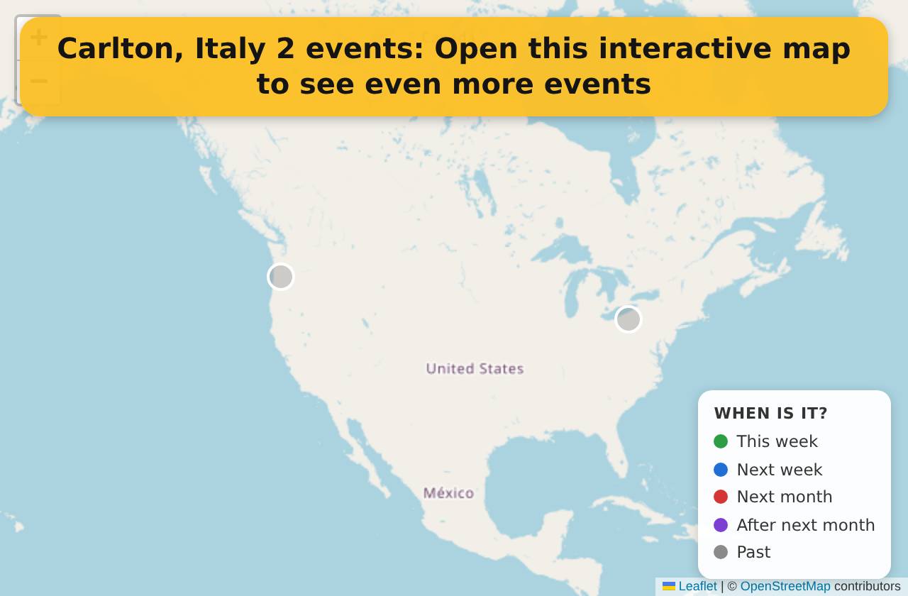Map of events in Carlton, Italy on the interactive EVENTULIST map