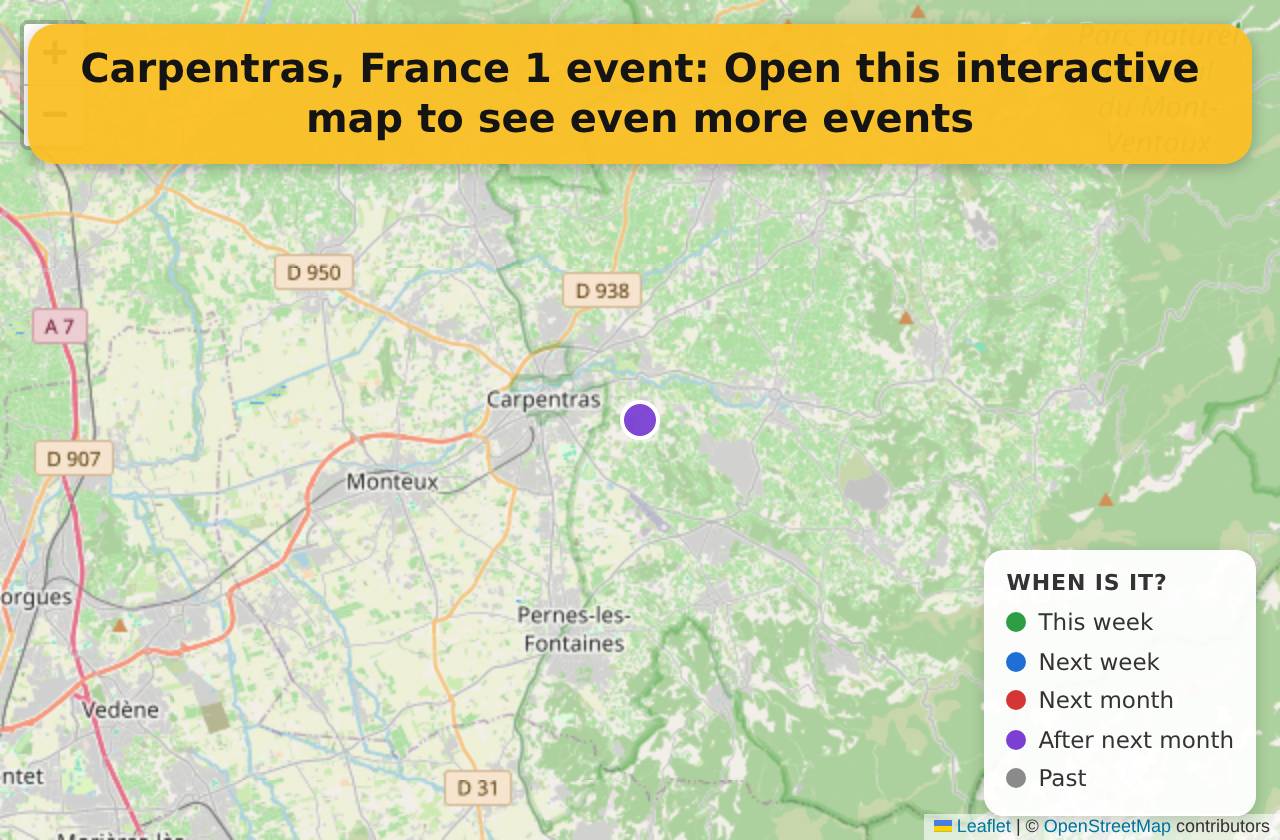 Map of events in Carpentras, France on the interactive EVENTULIST map