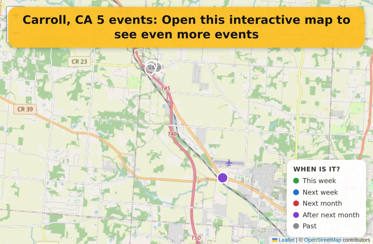 Map of events in Carroll, CA on the interactive EVENTULIST map