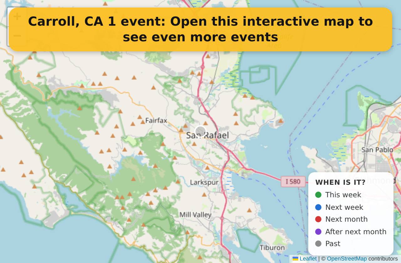 Map of events in Carroll, CA on the interactive EVENTULIST map