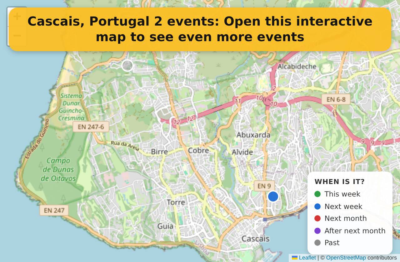Map of events in Cascais, Portugal on the interactive EVENTULIST map