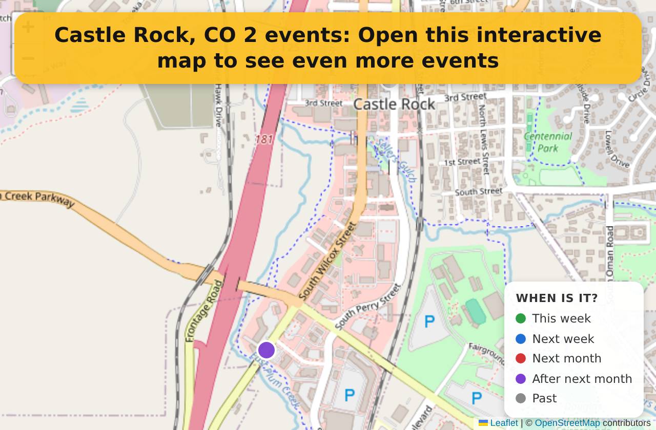 Map of events in Castle Rock, CO on the interactive EVENTULIST map