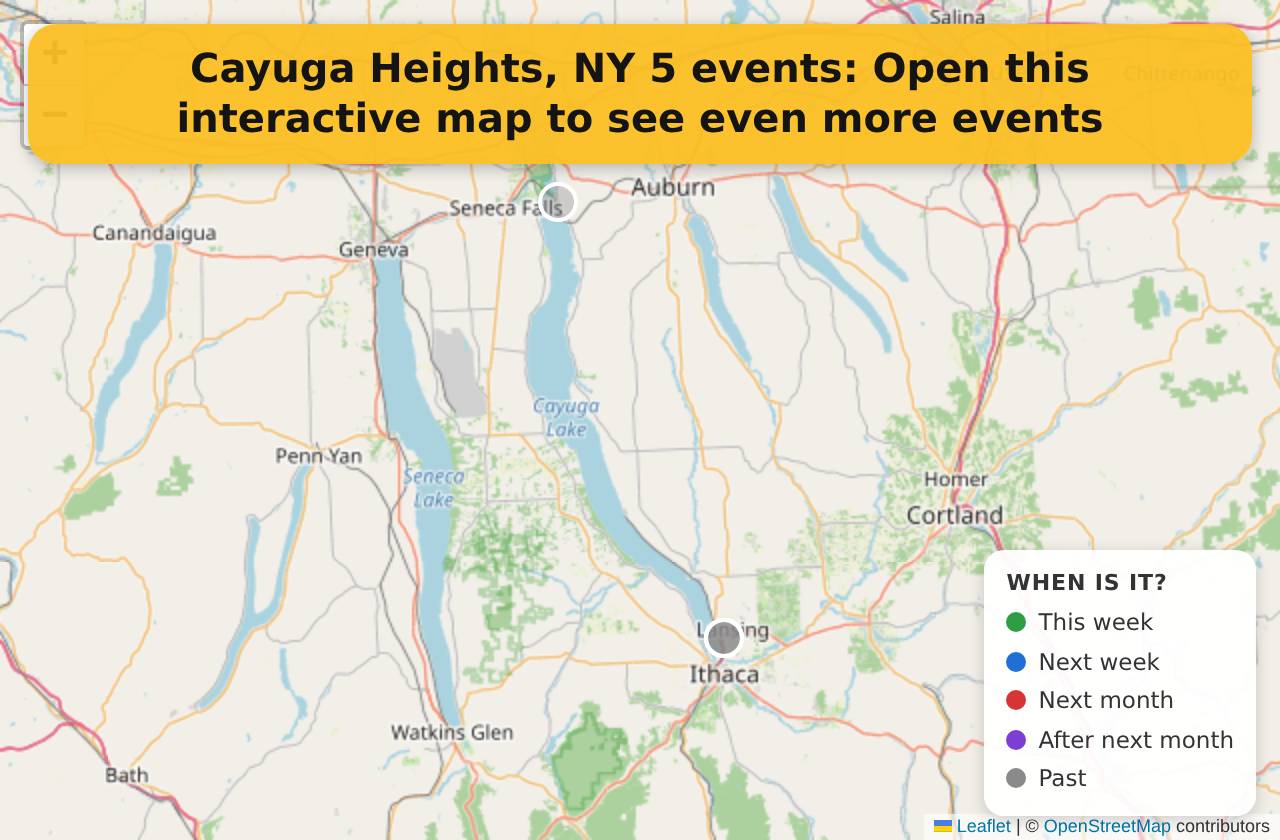 Map of events in Cayuga Heights, NY on the interactive EVENTULIST map