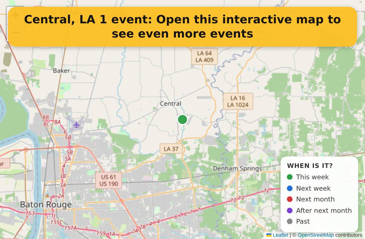 Map of events in Central, LA on the interactive EVENTULIST map
