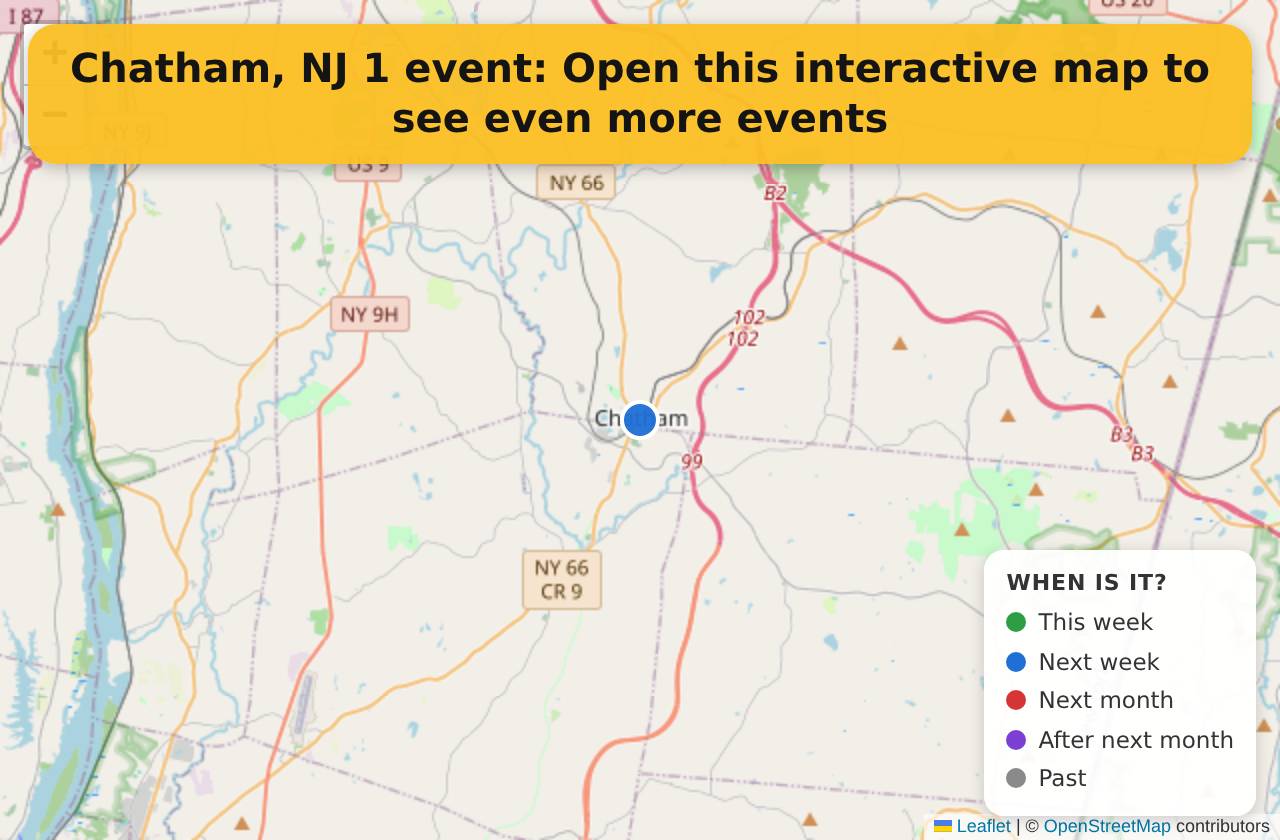 Map of events in Chatham, NJ on the interactive EVENTULIST map