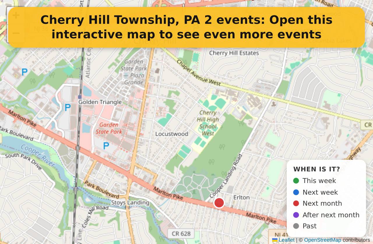Map of events in Cherry Hill Township, PA on the interactive EVENTULIST map