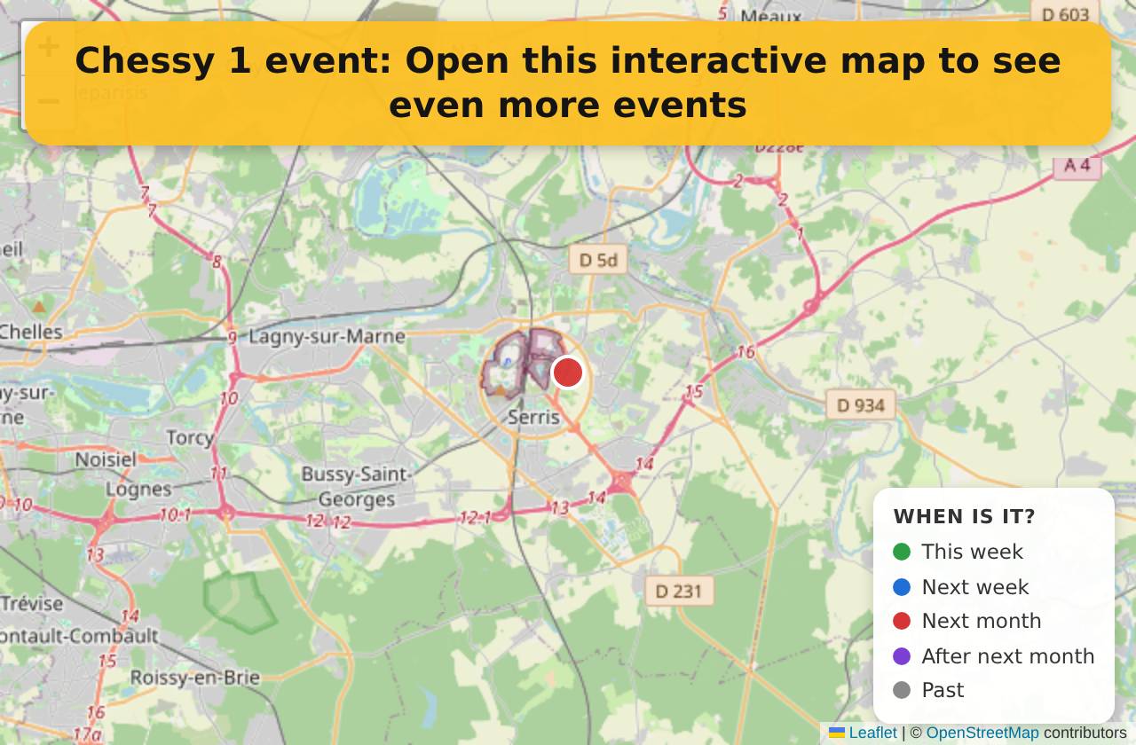 Map of events in Chessy on the interactive EVENTULIST map
