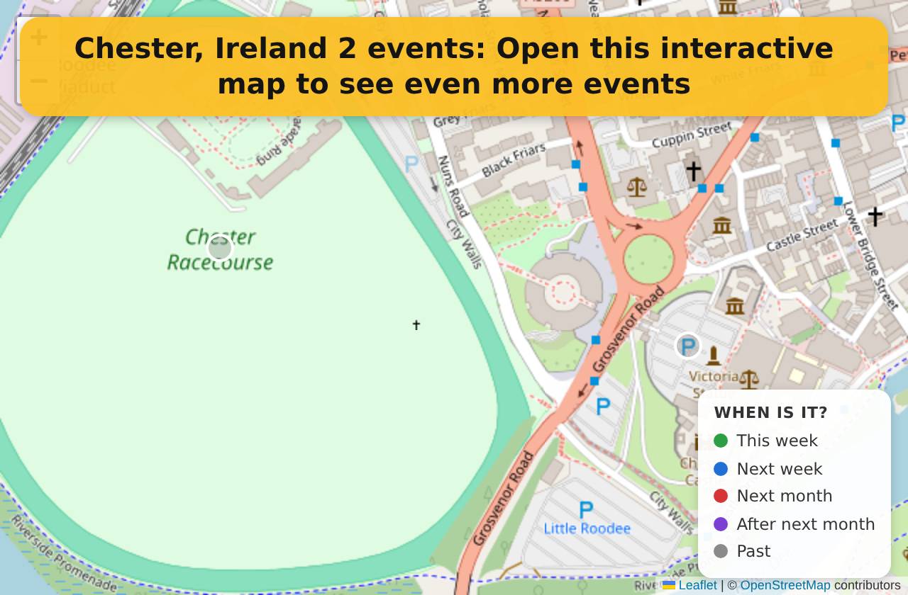 Map of events in Chester, Ireland on the interactive EVENTULIST map
