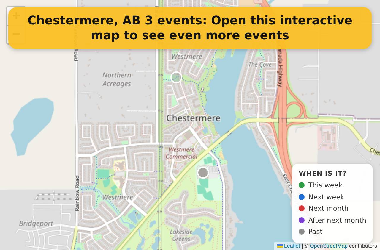 Map of events in Chestermere, AB on the interactive EVENTULIST map