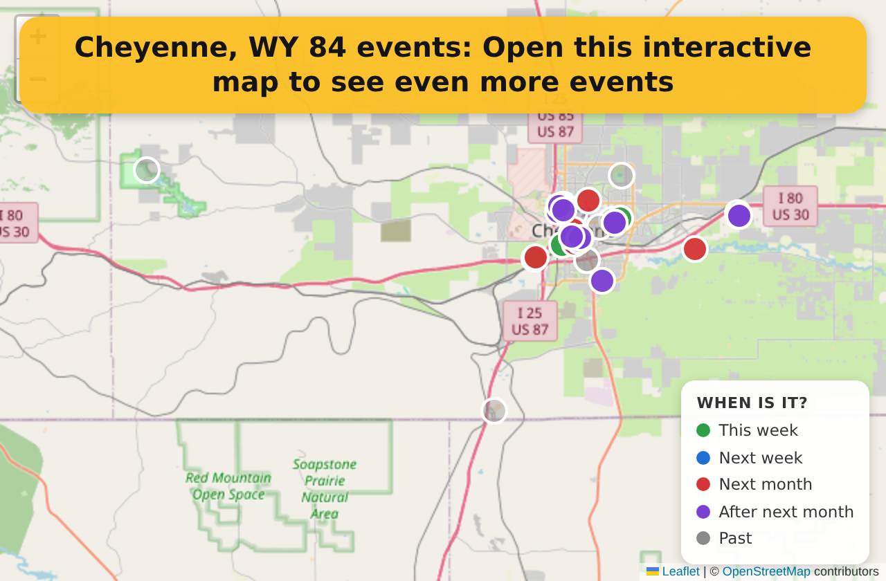 Map of events in Cheyenne, WY on the interactive EVENTULIST map