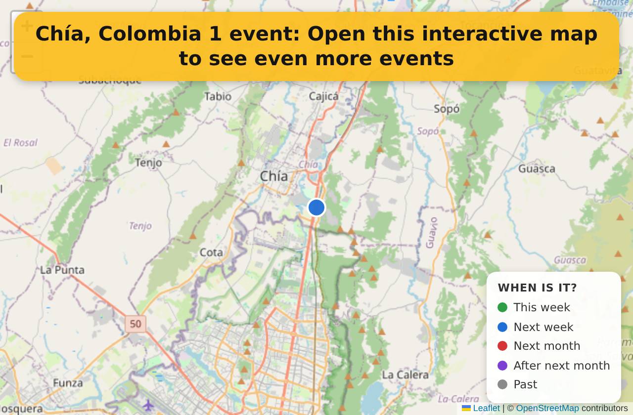 Map of events in Chía, Colombia on the interactive EVENTULIST map