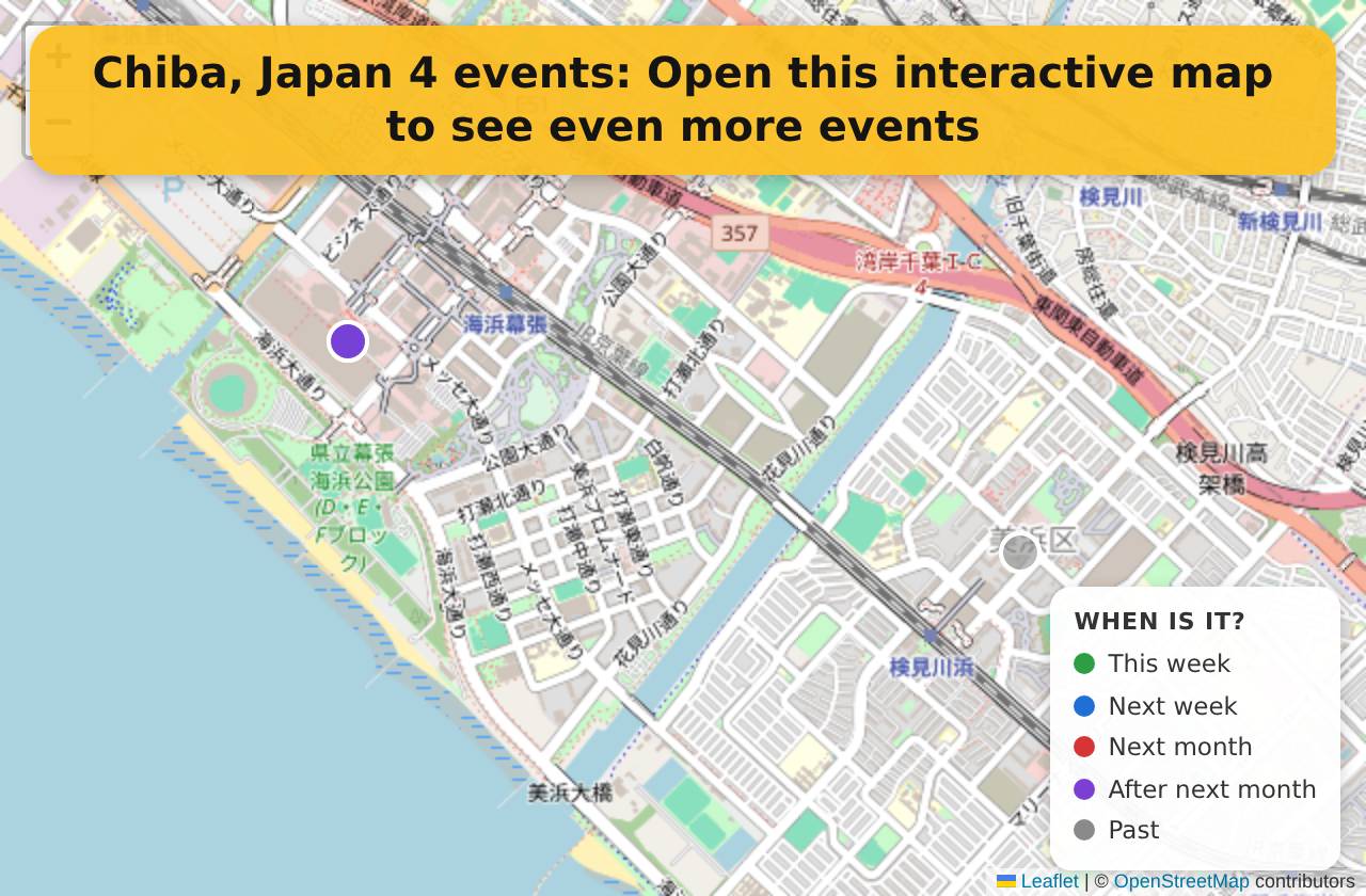 Map of events in Chiba, Japan on the interactive EVENTULIST map