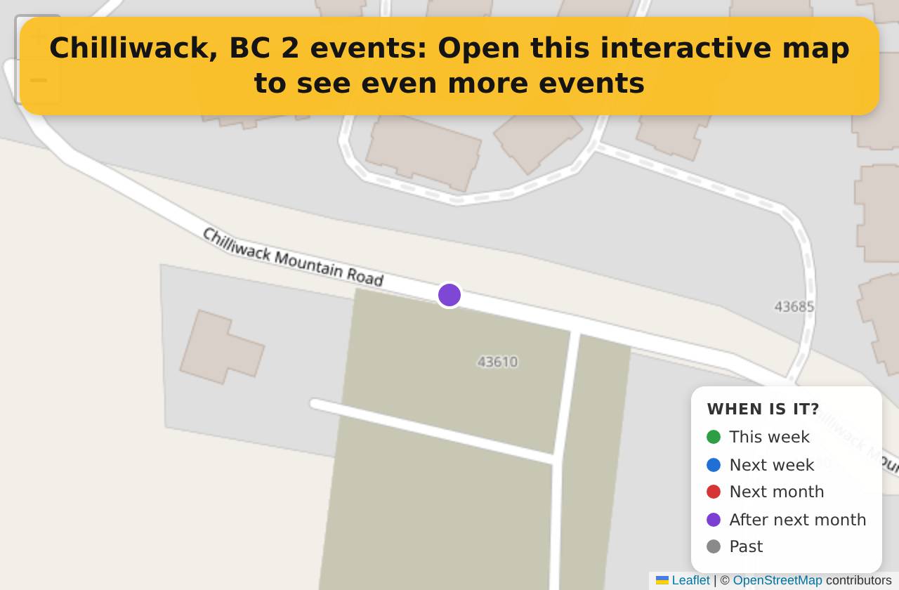 Map of events in Chilliwack, BC on the interactive EVENTULIST map