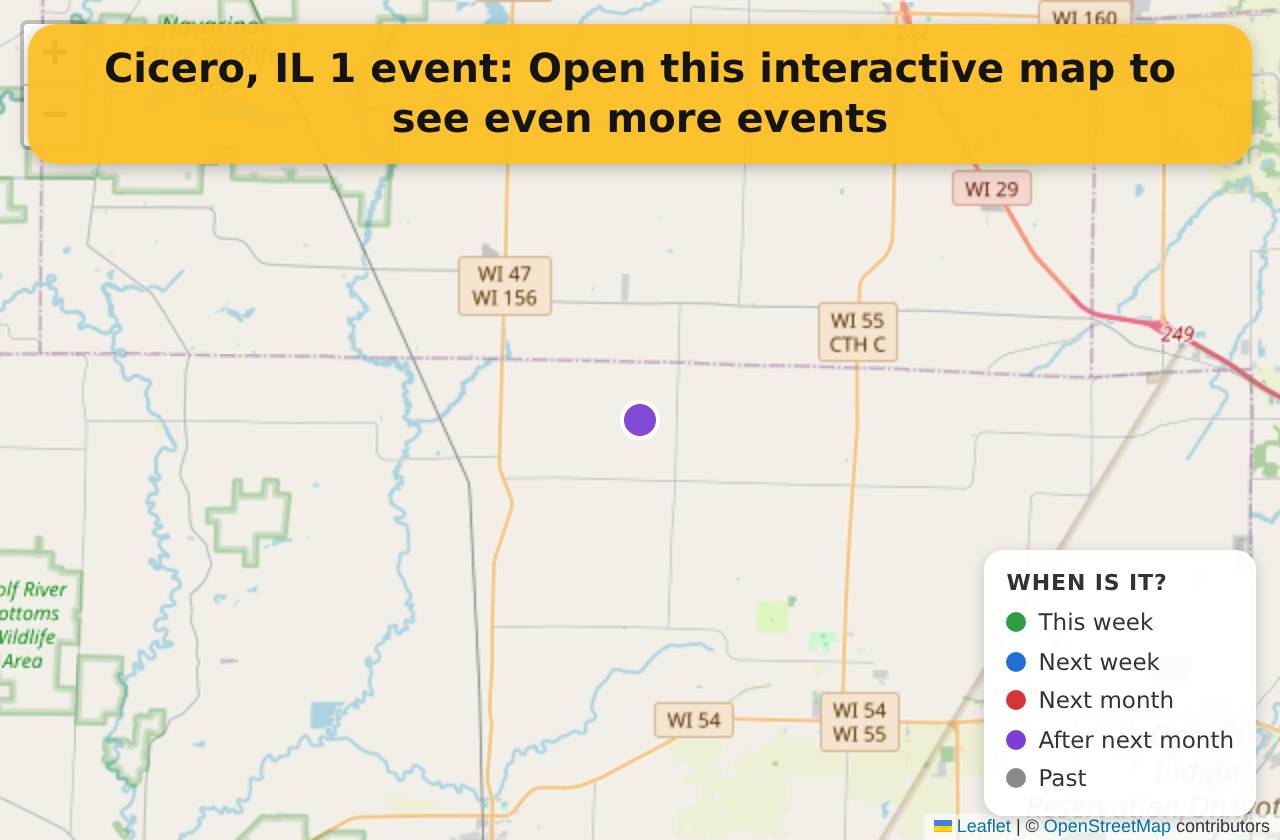 Map of events in Cicero, IL on the interactive EVENTULIST map