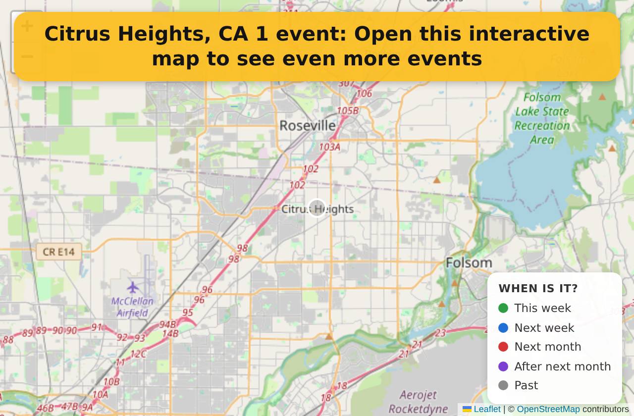 Map of events in Citrus Heights, CA on the interactive EVENTULIST map