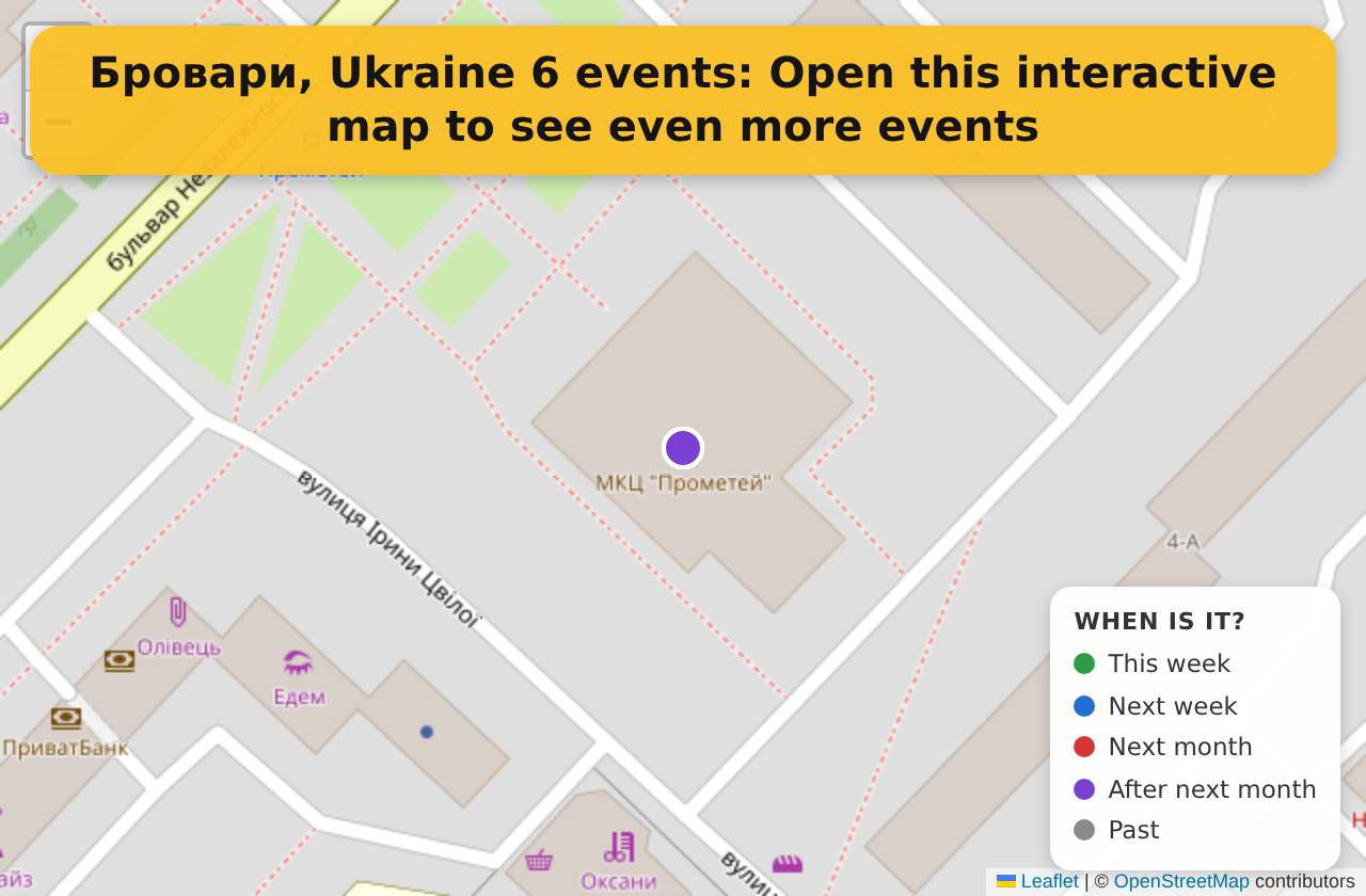 Map of events in Бровари, Ukraine on the interactive EVENTULIST map