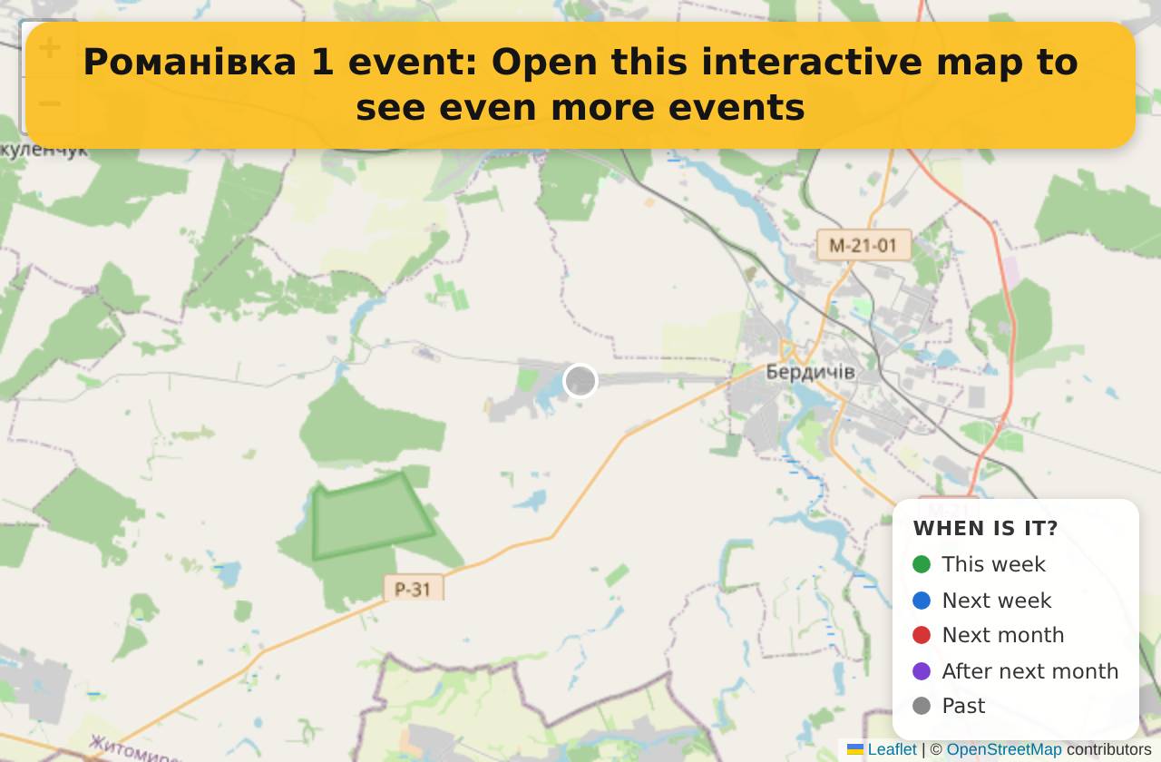 Map of events in Романівка on the interactive EVENTULIST map