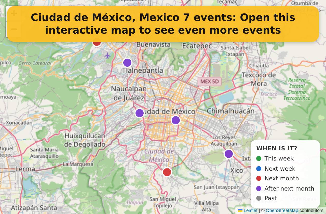 Map of events in Ciudad de México, Mexico on the interactive EVENTULIST map