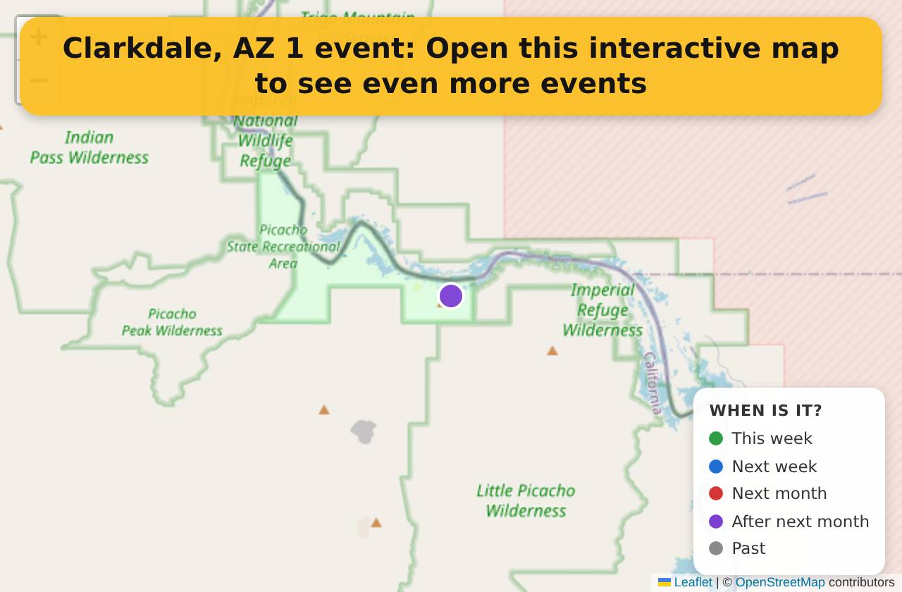 Map of events in Clarkdale, AZ on the interactive EVENTULIST map
