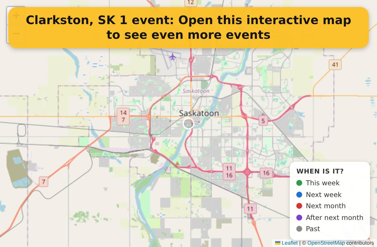 Map of events in Clarkston, SK on the interactive EVENTULIST map