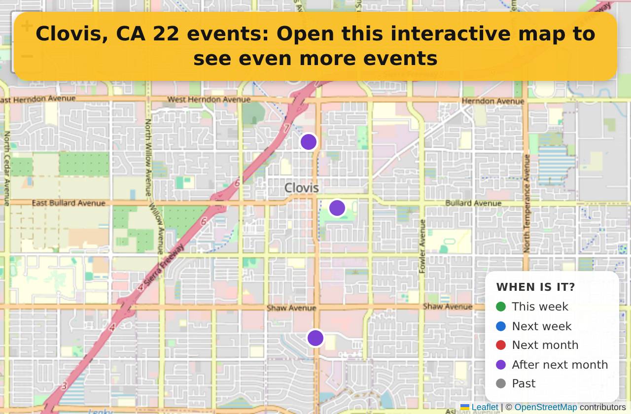 Map of events in Clovis, CA on the interactive EVENTULIST map