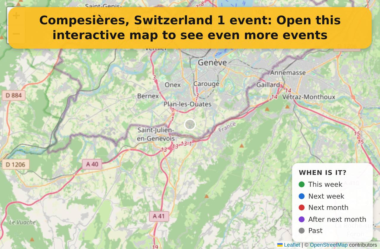 Map of events in Compesières, Switzerland on the interactive EVENTULIST map