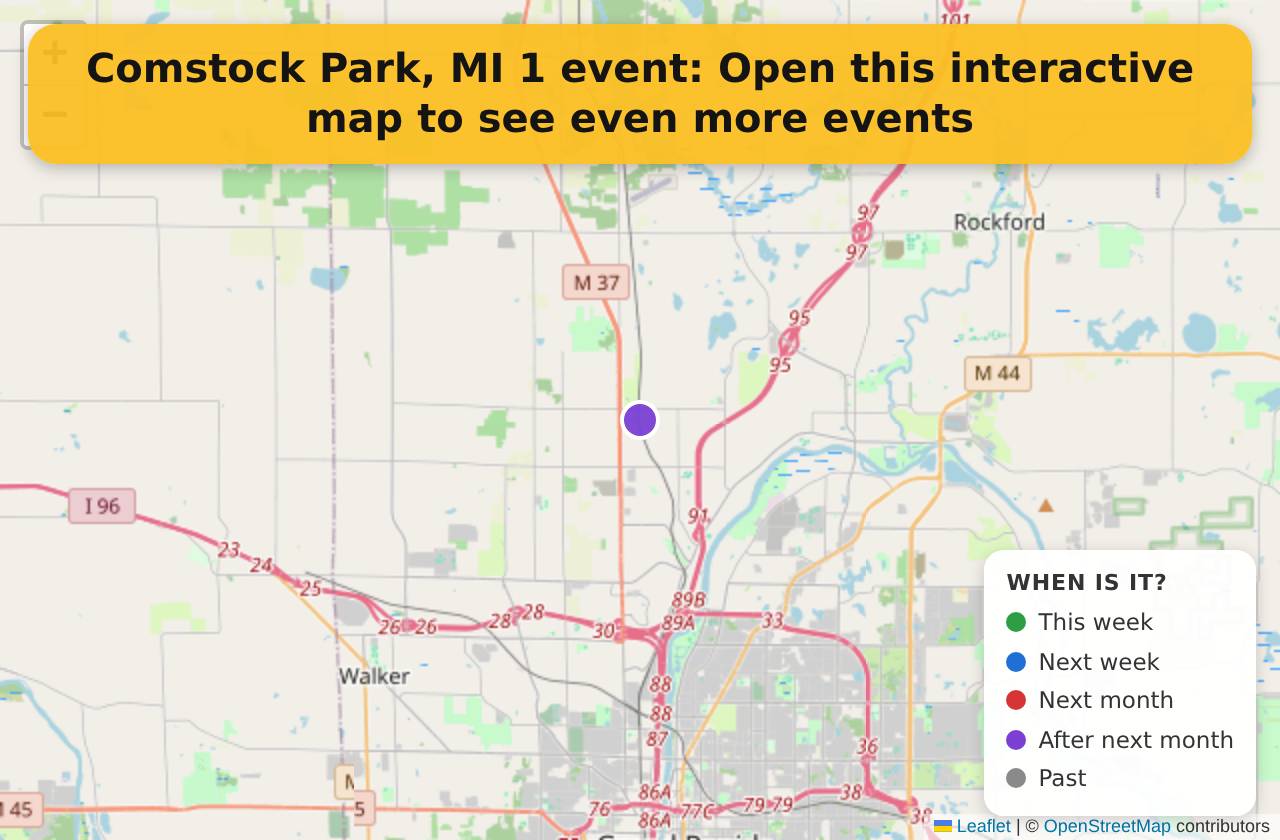 Map of events in Comstock Park, MI on the interactive EVENTULIST map