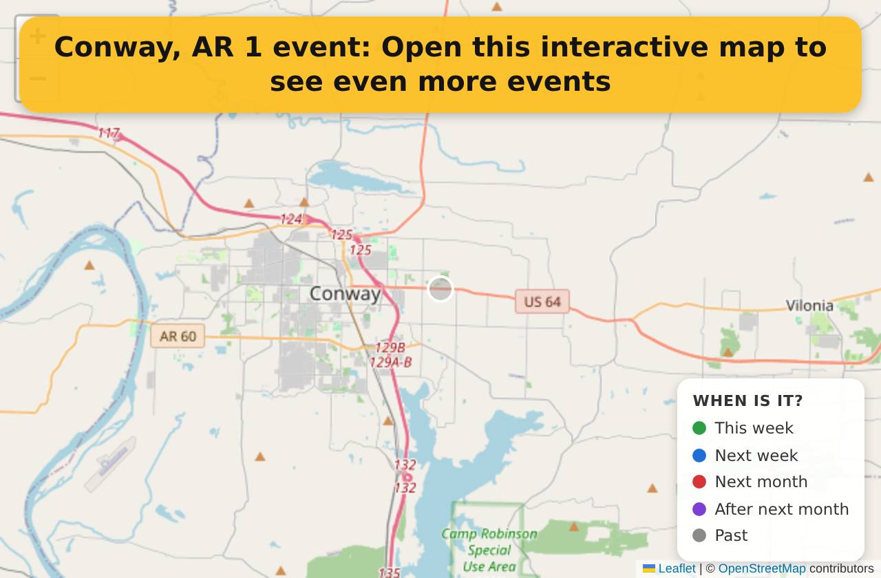 Map of events in Conway, AR on the interactive EVENTULIST map